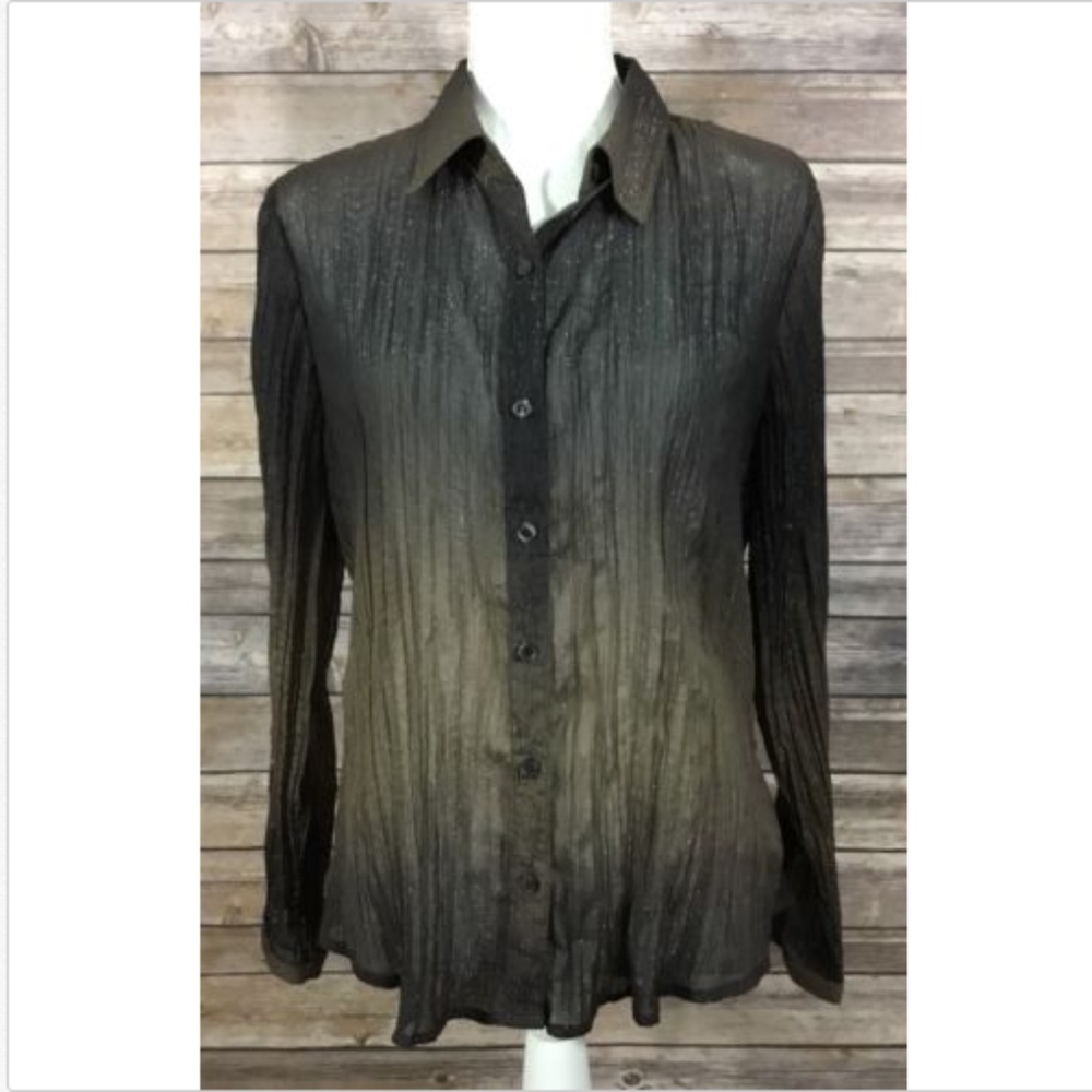 Coldwater Creek Womens Metallic Sheer Blouse E27
